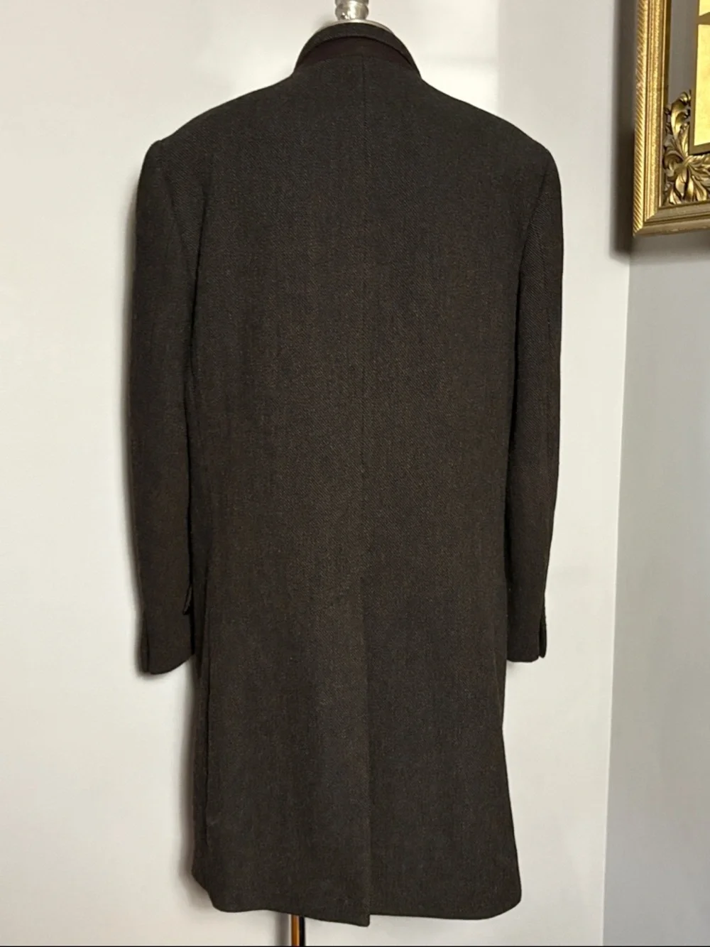 Banana Republic Size Large Long Wool Blend Overcoat in Dark Brown
